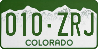 CO license plate 010ZRJ