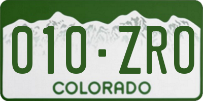 CO license plate 010ZRO