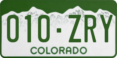 CO license plate 010ZRY