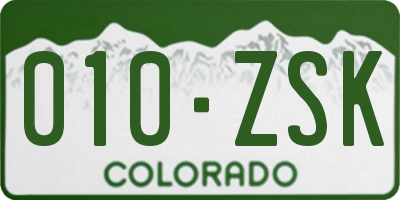 CO license plate 010ZSK