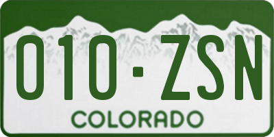 CO license plate 010ZSN