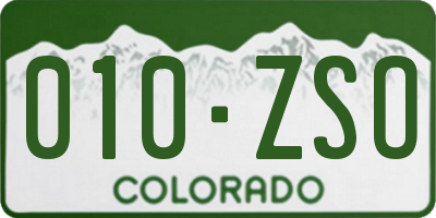 CO license plate 010ZSO
