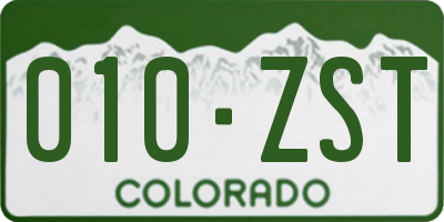 CO license plate 010ZST