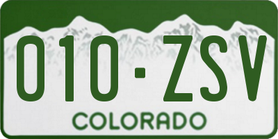 CO license plate 010ZSV