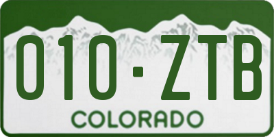 CO license plate 010ZTB
