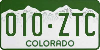 CO license plate 010ZTC