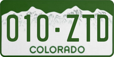 CO license plate 010ZTD