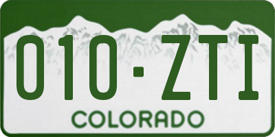 CO license plate 010ZTI