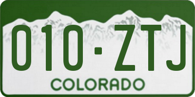 CO license plate 010ZTJ