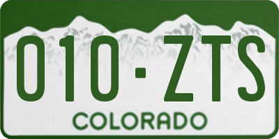 CO license plate 010ZTS
