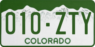 CO license plate 010ZTY