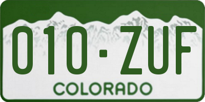 CO license plate 010ZUF