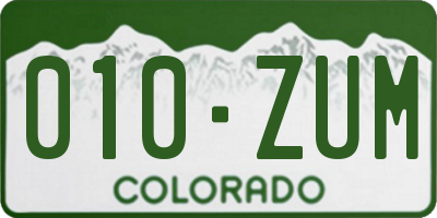 CO license plate 010ZUM