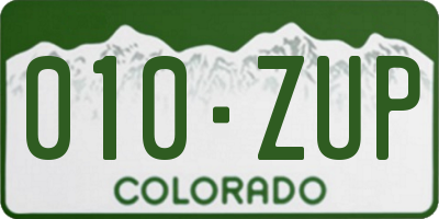 CO license plate 010ZUP