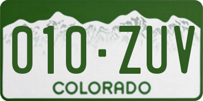 CO license plate 010ZUV