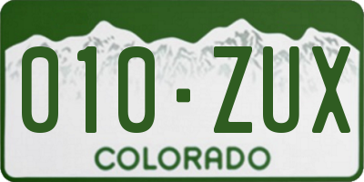 CO license plate 010ZUX