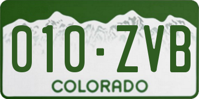 CO license plate 010ZVB