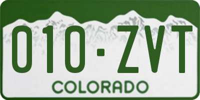 CO license plate 010ZVT