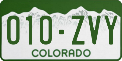 CO license plate 010ZVY
