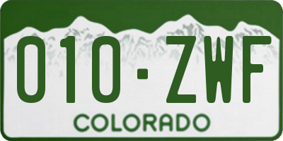 CO license plate 010ZWF