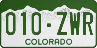 CO license plate 010ZWR