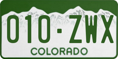 CO license plate 010ZWX