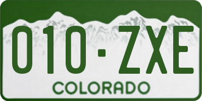 CO license plate 010ZXE