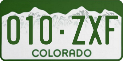 CO license plate 010ZXF