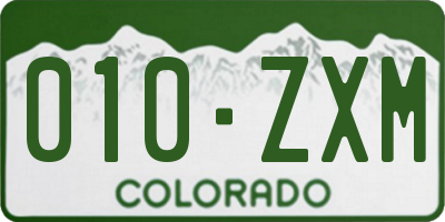 CO license plate 010ZXM