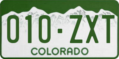 CO license plate 010ZXT