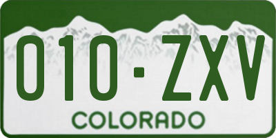 CO license plate 010ZXV