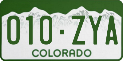 CO license plate 010ZYA