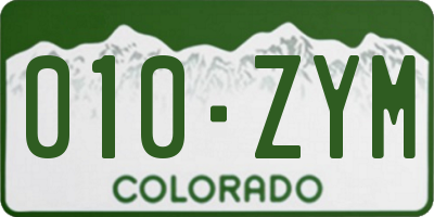 CO license plate 010ZYM