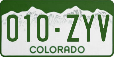 CO license plate 010ZYV