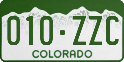 CO license plate 010ZZC