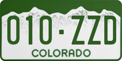 CO license plate 010ZZD
