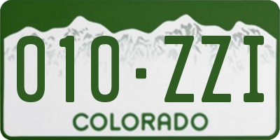CO license plate 010ZZI