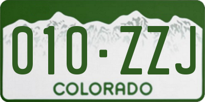 CO license plate 010ZZJ