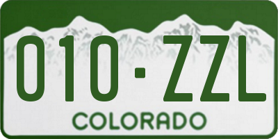 CO license plate 010ZZL