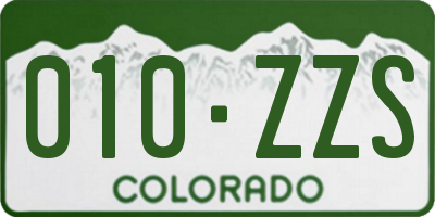 CO license plate 010ZZS