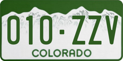 CO license plate 010ZZV