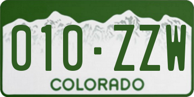 CO license plate 010ZZW