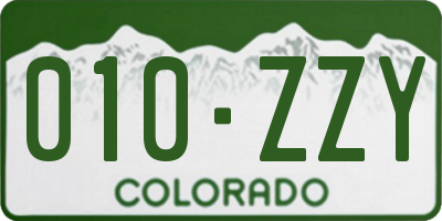 CO license plate 010ZZY