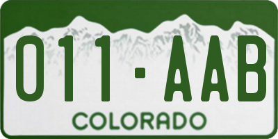 CO license plate 011AAB