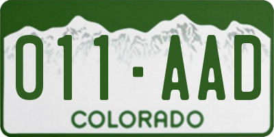 CO license plate 011AAD