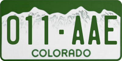 CO license plate 011AAE