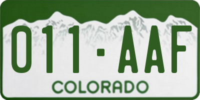CO license plate 011AAF