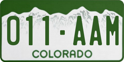 CO license plate 011AAM