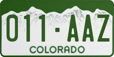 CO license plate 011AAZ