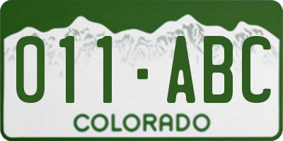CO license plate 011ABC